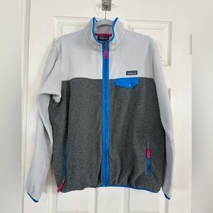 Womens PATAGONIA Gray Full Zip Synchilla Fleece Snap T Sweater Jacket XL #196